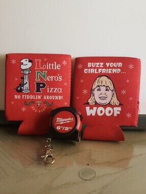 NWOT Little Nero's Pizza / Buzz Your Girlfriend WOOF Can Coolers Koozies